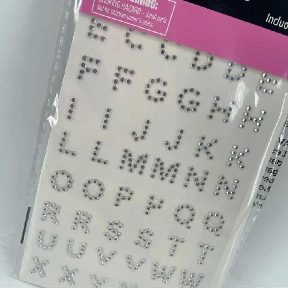 Silver Rhinestone A–Z Letter Gems with Glue | DIY Custom Fashion Decor | 1 Pack